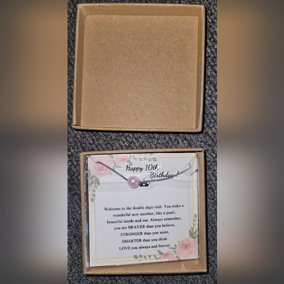 Girls Pink Pearl Necklace 10th Birthday - Picture 3 of 5